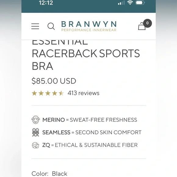 BRANWYN Merino Wool Racerback Sports Bra - Picture 5 of 5